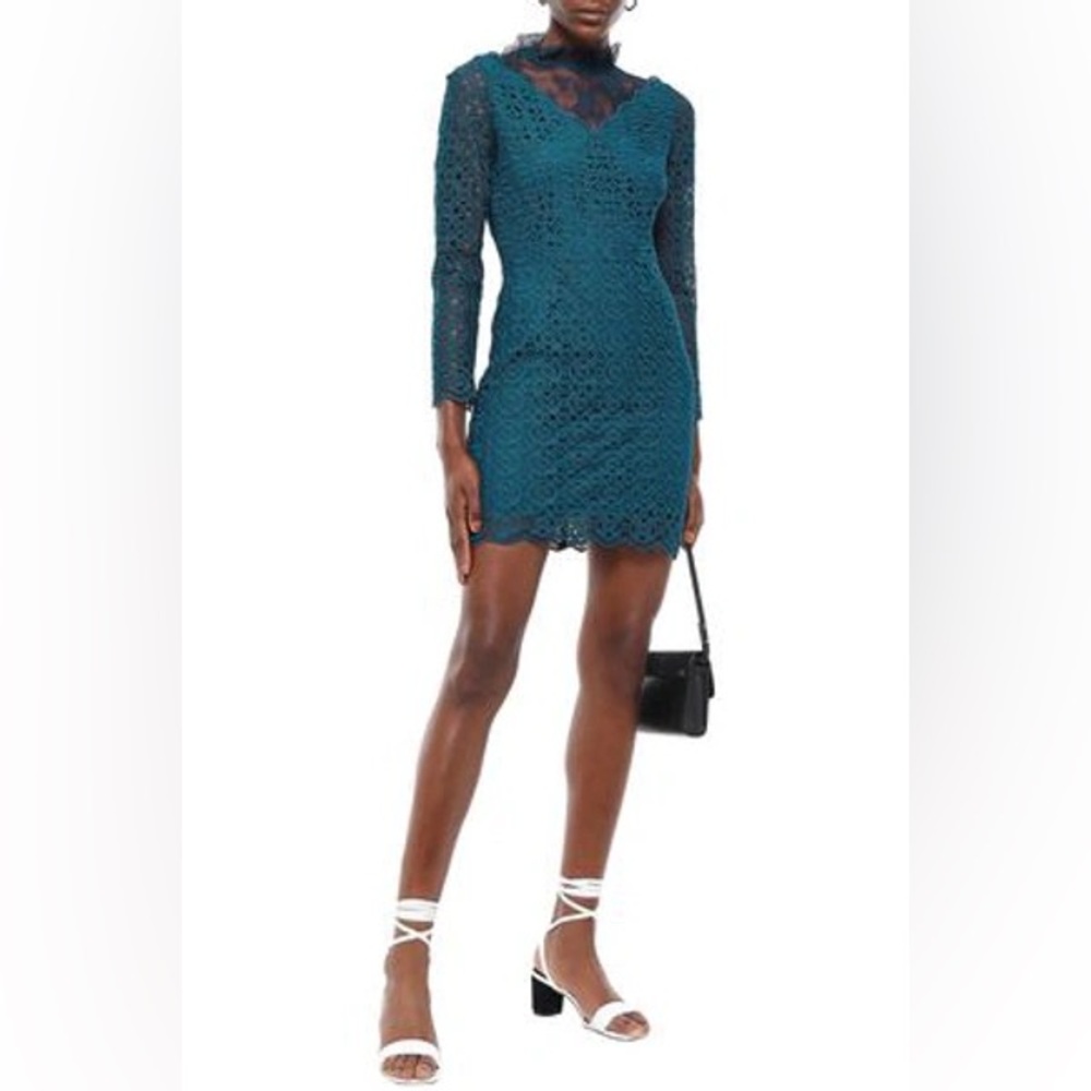 Sandro Laser Cut Bartsie Lace Blue Dress size M